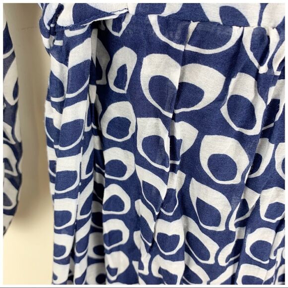 Aqua Blue/White Sheer Print Boho Babydoll Dress - Picture 9 of 16